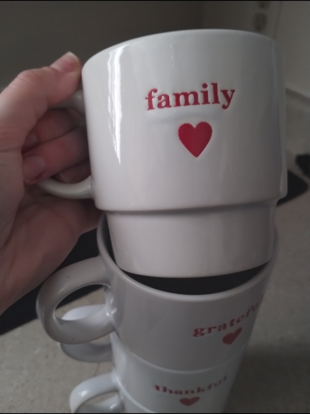 Signature White Mugs Stackable Set - Picture 2 of 3